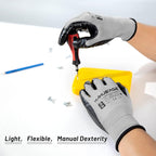 MANUSAGE Safety Work Gloves for Men and Women - Nitrile With Touchscreen Fingers and Grip - Mechanics Gloves (Size-XL, Grey, 12 Pairs)
