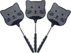 3 Pack Extendable Fly Swatter, 25 inch Long Handle Flyswatters, Plastic Heavy Duty Fly Swatters Manual for Indoors Patio Garden and Outdoors Black