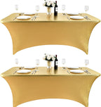 2-Pack 6ft Spandex Table Covers for Rectangle Standard Folding Tables - Wrinkle Resistant Stretch Tablecloths - Ultimate Fitted Table Protector for Parties, Trade Shows, Banquet