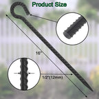 16 Inch Rebar Ground Stakes with Loop 1/2 inch Diameter Steel Tent Stakes (12 pcs), Heavy Duty Tree Stakes and Supports, Dog Tie Out Stakes, Metal Spikes for Outdoor Camping and Yard, Black