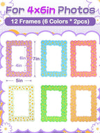 ANPHSIN 12Pcs Magnetic Picture Frame for 4x6in Photo - Cute Magnets Frames Fridge Decor Gifts for Girls Women, Home Refrigerator, Back to School Locker, Classroom Decorations Supplies, Daisy