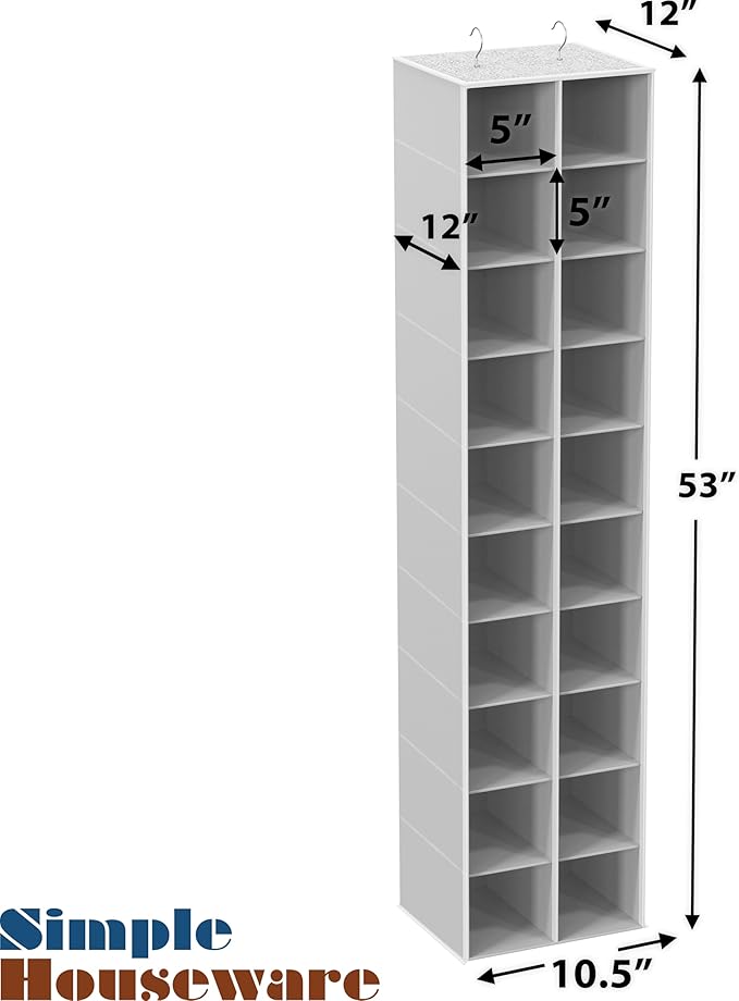 Simple Houseware Hanging Closet Organizers 20 Section Shoe Shelves, Gray