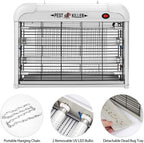 Indoor Electric Bug Zapper, 2800V Powerful Flying Insect Mosquito Killer w/ 20W Blue Light Attract, Plug-in Pest Control Machine for Moth, Fruit Fly, Fungus Gnat, Garage Bug Catcher/Eliminator/Trap