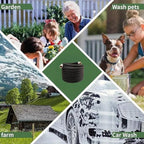Heavy Duty Premium Garden Hose 100ft x 3/4", 300PSI Working, 1000PSI Burst, Hybrid Rubber Water Hose with Transparent Swivel Handle - Hot/Cold Water - Five Layered Braiding with Brass fittings (Black)