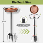Gtongoko Metal Bird Bath for Outdoors, 34" Tall Bird Bath with 12" Removable Bowl, Heavy Duty 5-Prong Stable Base, Easy-to-Clean Heavy Duty Birdbath & Bird Feeder for Garden, Patio, Yard