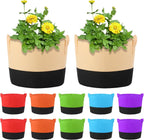 12 Pack 7 Gallon Grow Bags Colorful Fabric Plant Pots with Handles 7 Gal Garden Grow Bags Fabric Grow Pots Plant Growing Bags Vegetable Planting Bags for Garden and Outdoor (7 Gallon)