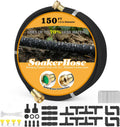 Soaker Hose 150ft for Garden Beds Solid Brass Interface Irrigation Save 70% Water Heavy Duty Rubber 1/2" Diameter Great for gardens/flower beds Accessories Contain Various Connections