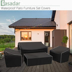 Gasadar Patio Furniture Covers Set, 4 Piece Waterproof Outdoor Furniture Cover for Outdoor Coffee Table, Chair, and Loveseat, Heavy Duty 600D, Black