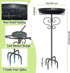 40In Bird Baths for Outdoors, Metal Birdbath Birdfeeder with Heavy Duty 5 Prong Stake, Vintage Detachable Bird Bath Water Feeder Bowl for Garden Yard Lawn Decor Black
