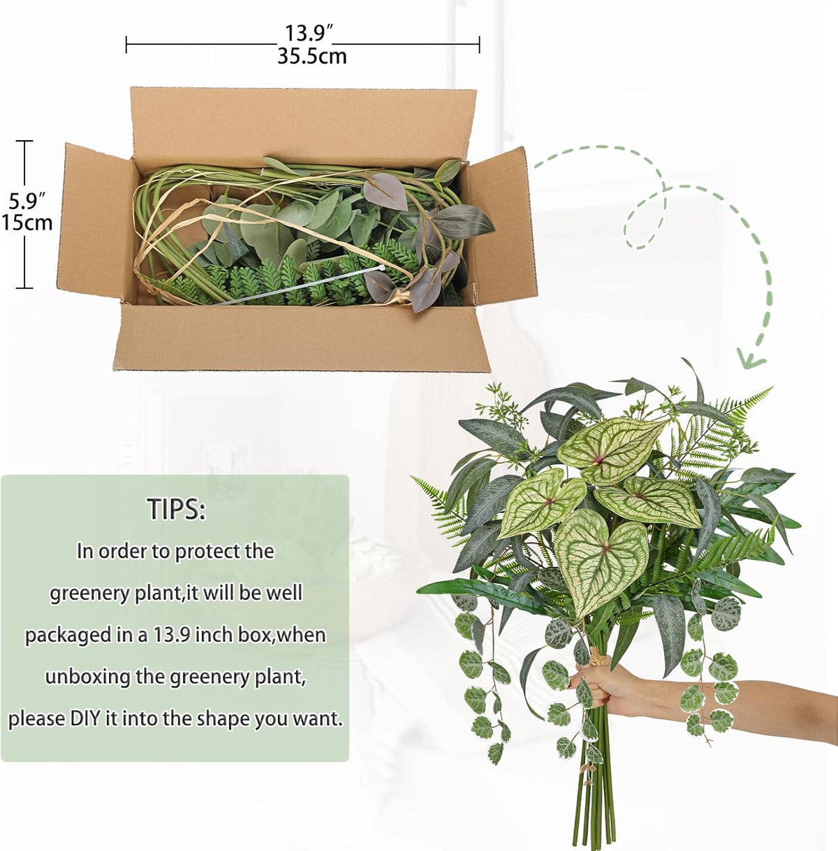 DILATATA Artificial Greenery Stems Box Set, 5 Kinds Mixed Eucalyptus Leaves Trailing Vine Plant Monstera Leaf Faux Plants for DIY Bouquets Wedding Floral Arrangements Table Centerpieces Vase Decor