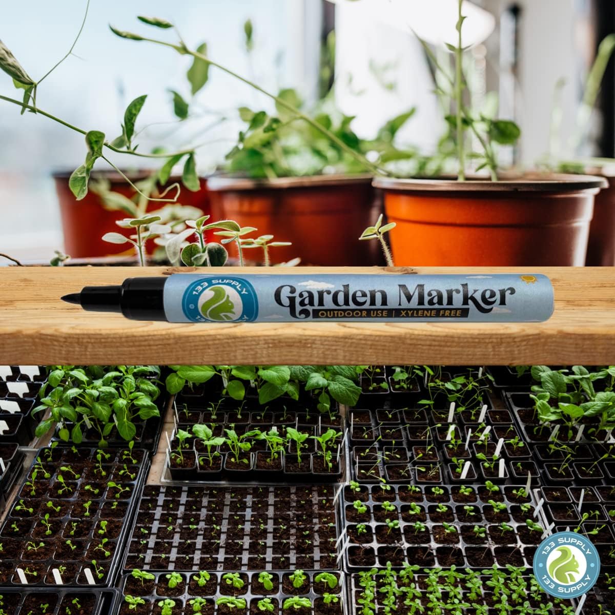 2 Pack Garden Marker Pen Permanent Markers Black (UV Fade Resistant Marker Pens for Plant Markers Garden Markers Waterproof Pen Black Markers Outdoor Marker for Garden Plant Labels 0.8mm)