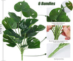 RECUTMS 6 Bundles Fake Plants Artificial Tropical Palm Leaves Tree Faux Monstera Shrubs Green Plant Turtle Leaf Stems UV Resistant Greenery Indoor Outdoor Home Garden Office Bouquet Filler Decor