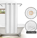 River Dream No Hook Stall Shower Curtain or Liner 36" Wide - Soft Microfiber Small Shower Curtain with Magnets for Narrow Stall, Waterproof Fabric & Machine Washable, White