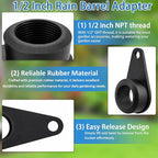 Garden Hose Bulkhead Fitting Rain Barrel Tank Adapter,1/2" NPT Rubber Bulkhead Connector, Bulkhead Fitting for Water Tank,Allow Leak Free Water Bucket Joints Installed Outside the Bucket (4 Pack)