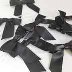 50pcs 3-1/2" Black Satin Ribbon Bows with Twist Ties Giant Bows for Fathers' Day 7th of July Gift Packing&Wrapping (Black)