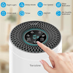 Air Purifiers for Bedroom Home, Air Purifier with PM 2.5 Air Quality Monitor Cover Up to 1235 Ft², Air Filter Cleaner with 5 mode Light, Sleep Mode, Timer, Fragrance Sponge for Smoke, Odor, Dander