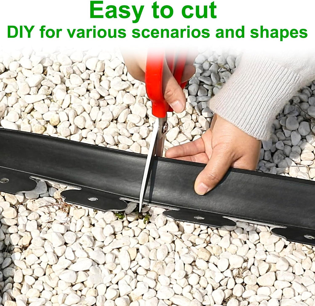 JERIA 2 Inch Tall 100 FT Garden Edging Kit with 120pcs Spikes, Plastic Edging for Landscaping