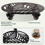 2 Packs Metal Plant Caddy with Wheels 13” Heavy-duty Wrought Iron Rolling Plant Stands with Casters Indoor and Outdoor Plant Pot Roller Base Plant Saucer Movers Black, Strong Load Capacity
