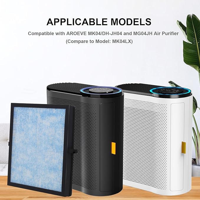 DH-JH04 Replacement HEPA Filter, Compatible with AROEVE MK04 MG04JH Air Purifier Model DH-JH04, Compare to DH-JH04 Replacement Filter, Part No. MK04LX, 2-Pack