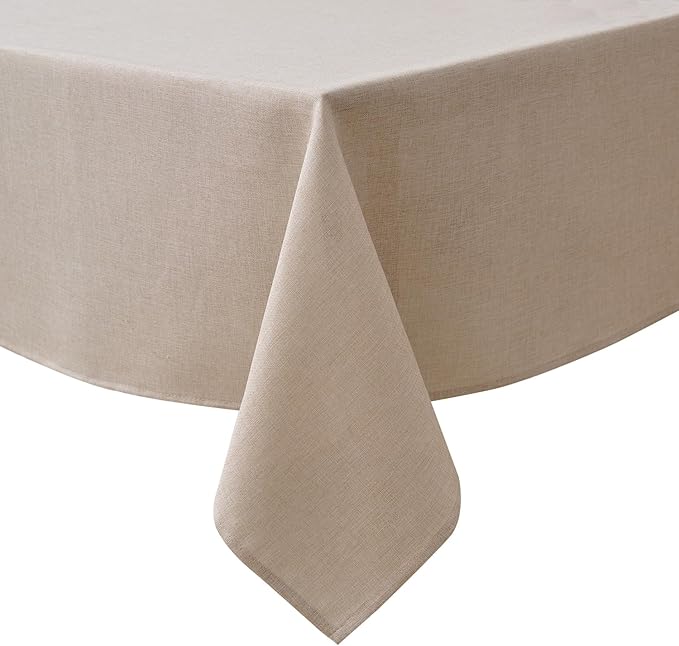 NLMUVW Square Linen Tablecloth 48x48 Inch, Rustic Textured Table Cloth Water Resistant Farmhouse Table Cover for Kitchen Dining Party Coffee, Oatmeal