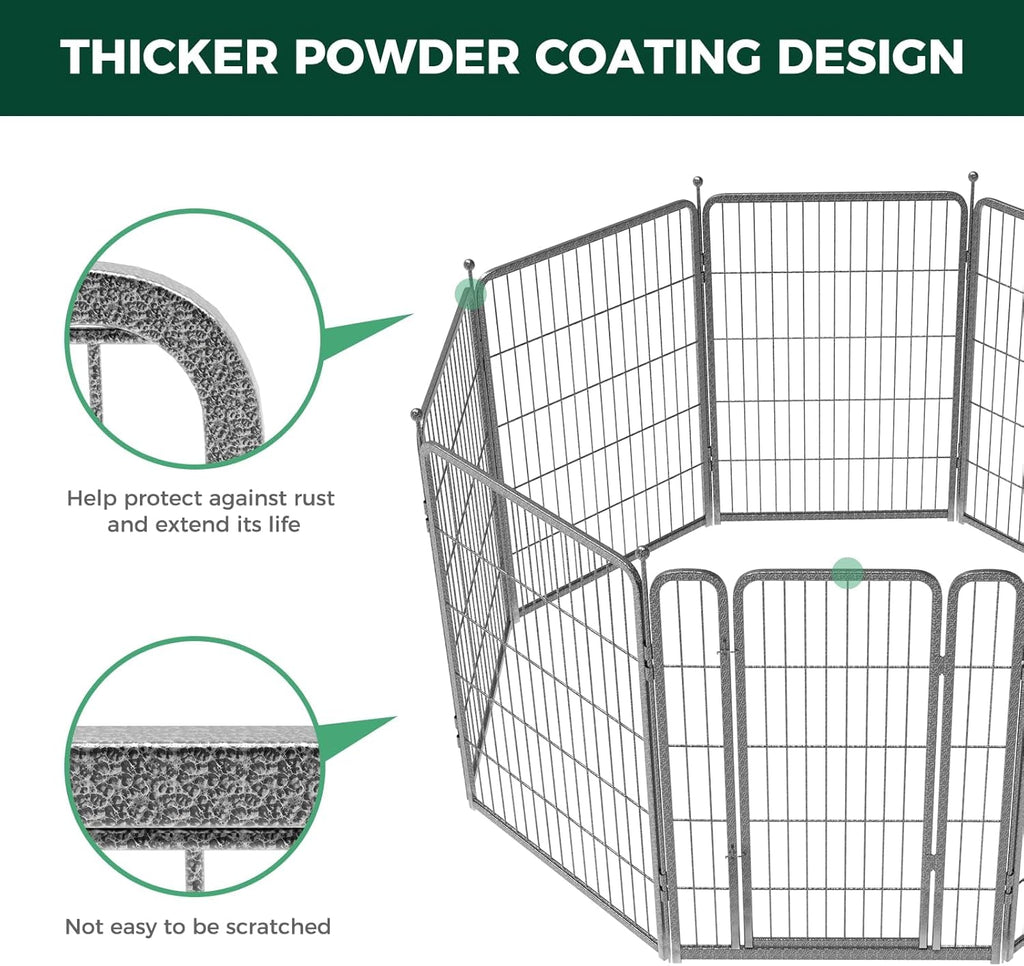FXW Garden Fence Outdoor for The Yard – 40in(H) x 109.4ft(L) Heavy Duty Metal Animal Barrier for Dog and Rabbit, Decorative Dog Fence, 48 Panels, Silver