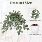Briful Artificial Plants Indoor Fake Potted Silk Plants Faux Watermelon Peperomia Draping Plant for Home Office Bathroom Shelf Cabinet Tabletop Decoration(Purple)