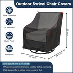 Patio Chair Covers (29" W x 34" D x 35" H) Patio UV Resistant Waterproof Furniture Covers with Red Pull Rings for Easy Use and Storage (1 Pack, Black)