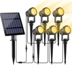 Solar Spot Lights Outdoor, Landscape Spotlights IP65 Waterproof 9.8ft Cable, Dusk to Dawn Solar Uplights for Tree Garden Yard Driveway Porch Walkway Pool (6-in-1, 3000K Warm White)