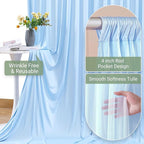 Baby Blue Tulle Backdrop Curtain for Parties Wedding,10ft x 10ft Wrinkle Free Curtain Backdrop,2 Layer Drapes for Backdrop,Polyester Back Drop for Bridal Shower Birthday Baby Shower Photography