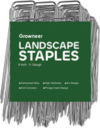 GROWNEER Landscape Staples Anti-Rust, 6 inch 200pcs Garden Staples, Galvanized Tent Stakes SOD Pins Yard Stakes for Securing Weed Fabric Barrier, Ground Cover, Artificial Turf, Dog Fence