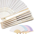 25 Pcs Personalized Cream Hand Fans for Wedding, Custom Engraved Silk Fans Folding Hand Fans, Summer Wedding Fans, Custom Wedding Party Favor Bridal Shower Gifts Baby Shower Favors