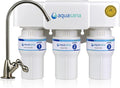 Aquasana Under Sink Water Filter | 3-Stage Filtration | Certified to Reduce up to 99.99% of PFAS, Lead, Chlorine, & More | Under Counter Drinking Water Filter | Brushed Nickel Faucet | AQ-6300-BN