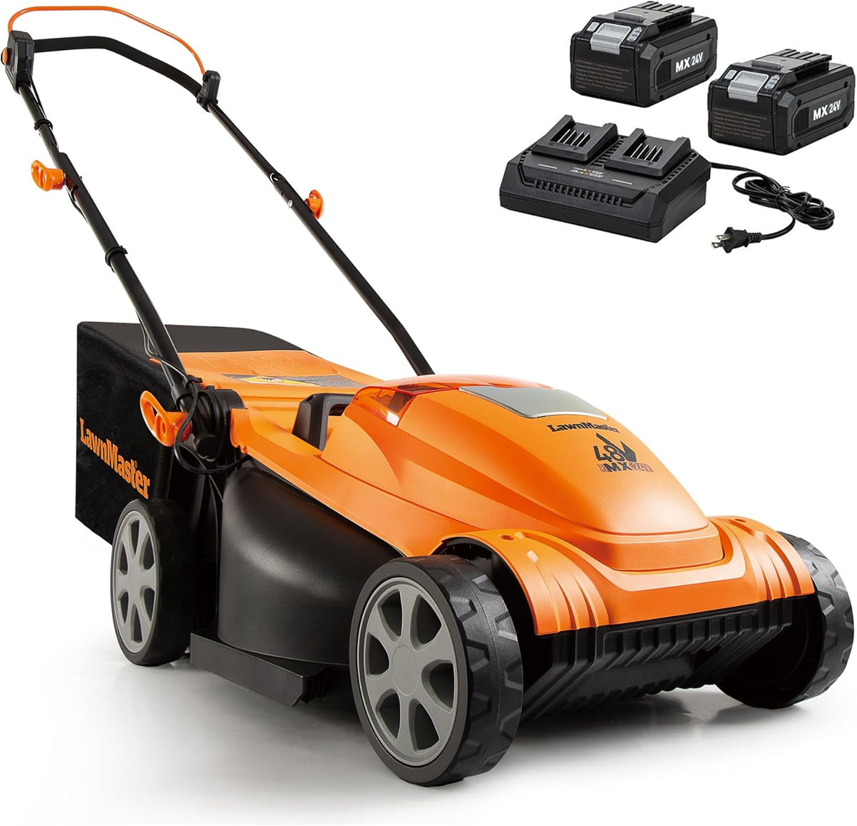 LawnMaster CLMF4815E 48V MAX* 15-inch Brushless Cordless Mower with 2X24V MAX* 4.0Ah Battery and a Dual Charger