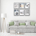 HoozGee Winter Wall Art Prints Set of 6 Canvas Print Artwork Sun Poster Ice Lake Snow Forest Frost Deer Pictures Photography Photo Bedroom Art Wall Decor (11"x14" UNFRAMED, Winter Art)