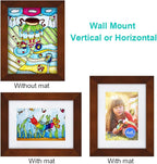 RPJC 6x8 inch Picture Frame Made of Solid Wood and High Definition Glass Display Pictures 4x6 with Mat or 6x8 Without Mat for Wall Mounting Photo Frame Brown