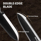 Hori Hori Garden Knife, Garden Tools with Sheath for Weeding,Planting,Digging, 7" Stainless Steel Blade with Cutting Edge, Full-Tang Walnut Wood Handle with Hanging Hole