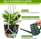 LEWESU Set of 2 Hanging Planters for Indoor Plants with Self Watering Includes Hanging Pots and 2 Types Plant Hangers, Outdoor Hanging Baskets Holder for Home Garden, 10 Inch Midnight Black