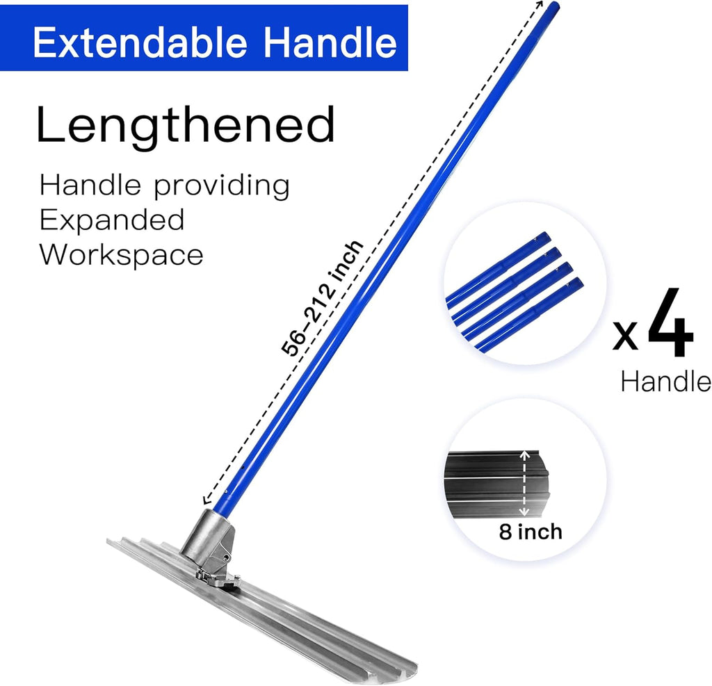Bull Float Aluminum Magnesium Alloy Concrete Float 48"x8" Round End Board Kit trowel Tool Cement Tools Float Bracket Concrete Tools Finishing With 57" Handle x4 VOYAR