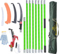 27FT Manual Pole Saw, Tree Branch Trimmer with 8-Section Fiberglass Handle, Sharp Steel Blade and Scissors, Lightweight Extendable Design for High Branch Trimming, Ideal for Palms and Shrubs