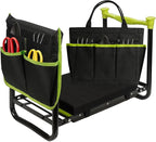 Garden Kneeler and Seat, Heavy Duty Gardening Stool with 1.8" Thick Detachable Kneeling Pad, Foldable Bench Chair with Tool Pouch and Bag for Knee & Back Pain Relief for Women, Men, Seniors (Green)
