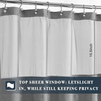 N&Y HOME 60 Inch Waffle Weave Shower Curtain with Snap-in Fabric Liner & 12 Metal Hooks Set - 60" x 72" Shower Stall Size, Hotel Style & Mesh Top Window, Machine Washable - Gray, 60x72