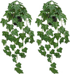 Set of 2 Fake Ivy Plant for Home Decor Indoor Silk Artificial Hanging Plant 25" Fake Ivy Vine Faux Ivy Leaves for House Room Indoor Outdoor Home Shelf Office Plant Decor