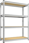 REIBII Storage Shelves Adjustable Metal Shelving 1600LBS Garage Shelves Industrial Metal Shelves 4 T ier Garage Shelving for Kitchen Pantry Closet, Sliver, 11.8" D x 23.6" W x 56.7" H