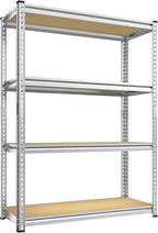 REIBII Storage Shelves Adjustable Metal Shelving 1600LBS Garage Shelves Industrial Metal Shelves 4 T ier Garage Shelving for Kitchen Pantry Closet, Sliver, 11.8" D x 23.6" W x 56.7" H