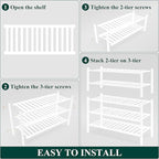 Smiry Bamboo Shoe Rack for Closet, 5 Tier Wooden Stackable Shoe Organizer, Free Standing Shoes Storage Shelf for Entryway, Front Door Entrance, White
