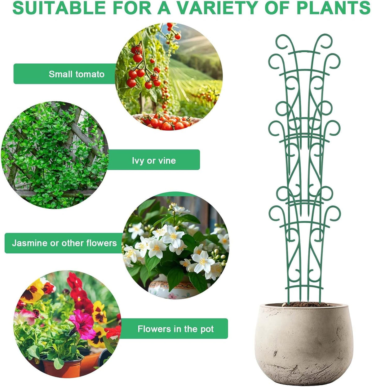 Plant Trellis for Potted Plants 4 Pack Stackable Indoor Outdoor Climbing Houseplant Support with Garden Wire for Pothos Hoya Ivy Flower