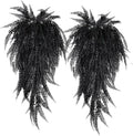 RECUTMS Faux Hanging Plants 4 Pcs UV Resistant Lifelike Artificial Boston Fern Large Draping Fake Greenery Plastic Evergreen Ivy for Wall Home Wedding Garden Indoor Outdoor Decoration (Black)