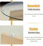 41" Oval Glass Coffee Table with Tempered Glass Top and MDF Base, Diagonal Fan-Shaped Tray Design Table Leg Simple & Modern Center Table for Living Room Office Apartment Wood