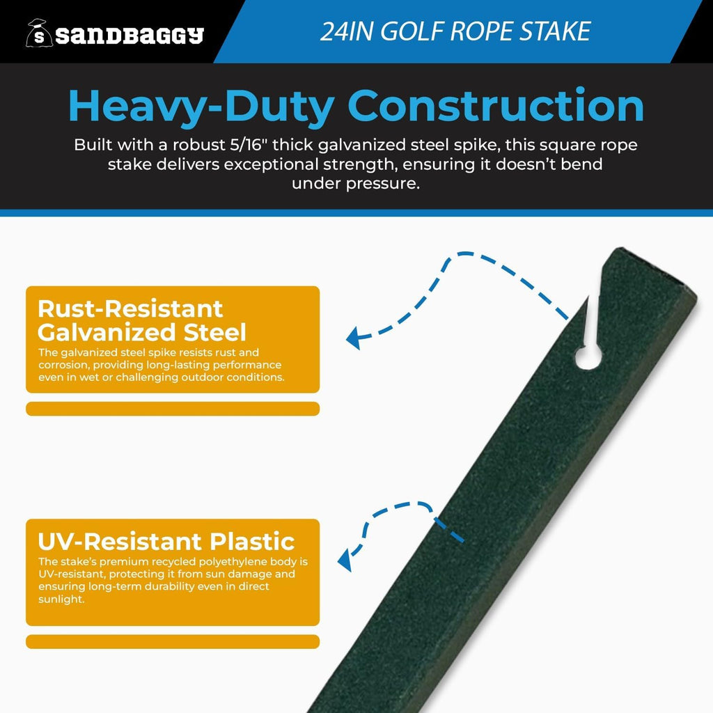 24" Golf Rope Stake - Square Stake (UV Resistant) (24 inch, 50, Count)