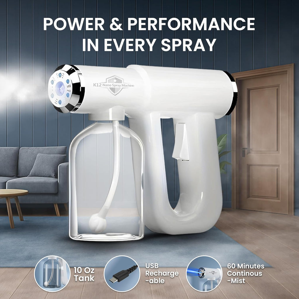 The Original Disinfectant Fogger Machine - Professional Sanitizer Sprayer - ULV Atomizer & Nano Steam Gun – Rechargeable Barber Spray Gun with Blue Light V2